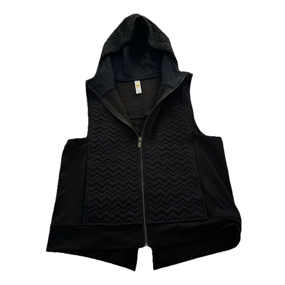 Lole  Hooded Vest Women's Size‎ Small Full Zip Black Chevron Quilted